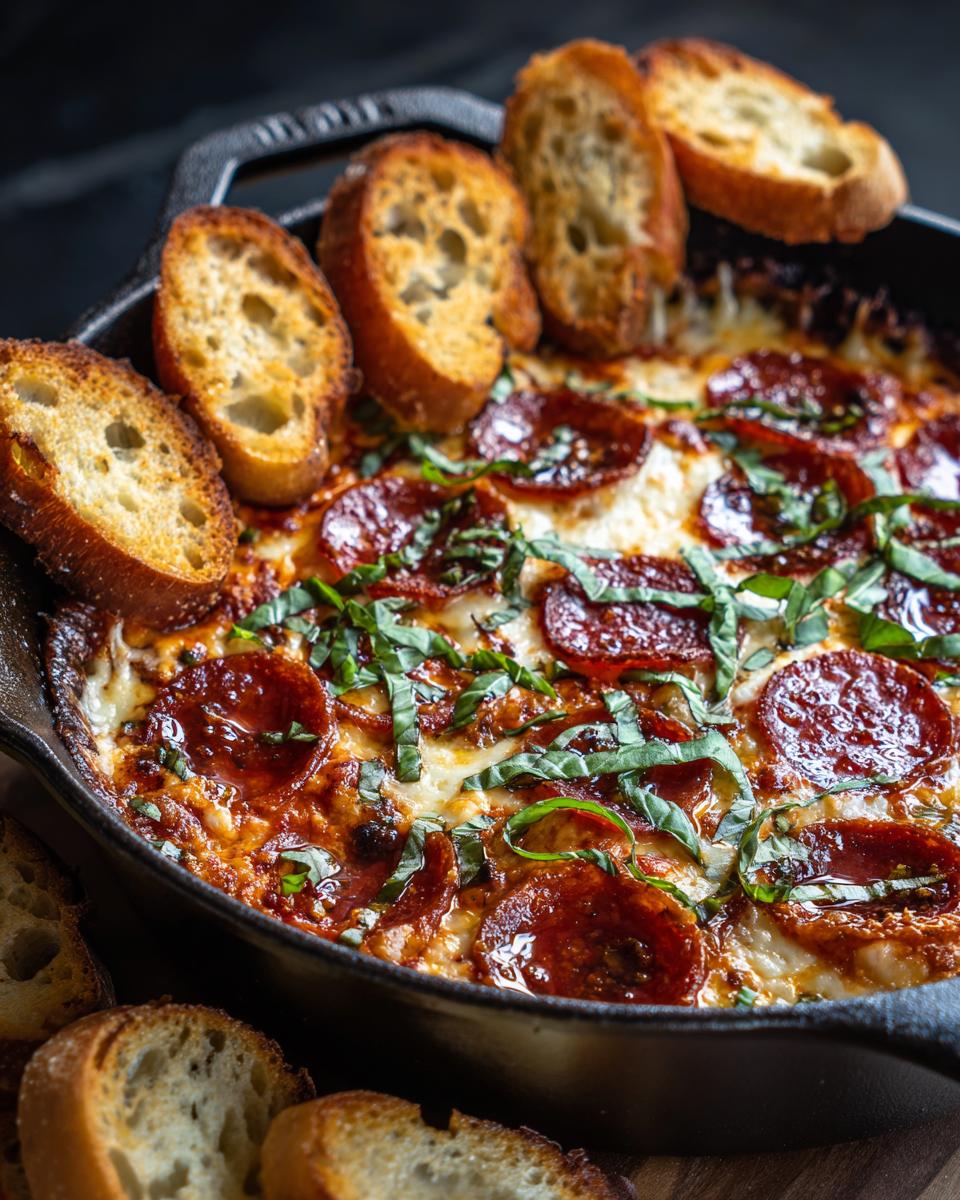 Hot Honey & Basil Pepperoni Pizza Dip - detail 3