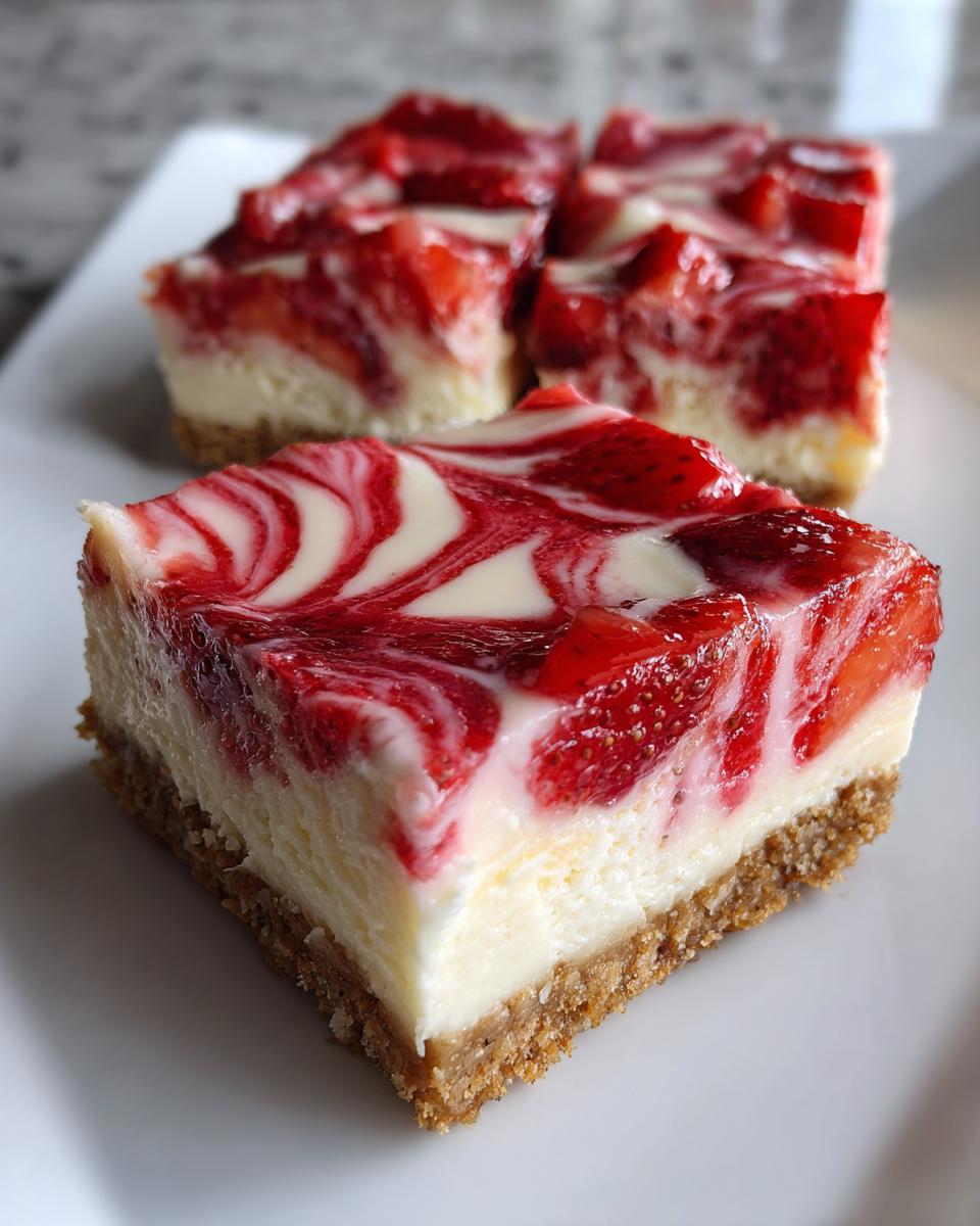 No-Bake Strawberry Cheesecake Bars - detail 1