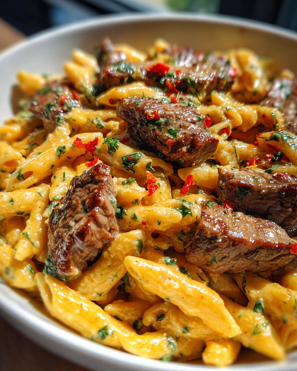 One-Pot Creamy Spicy Garlic Butter Steak & Pasta - detail 3