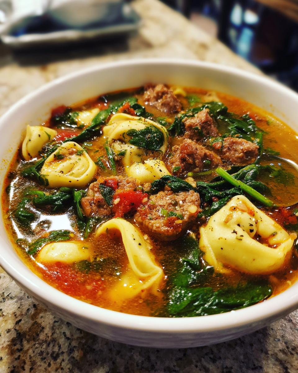 Sausage Tortellini Soup with Spinach - detail 1