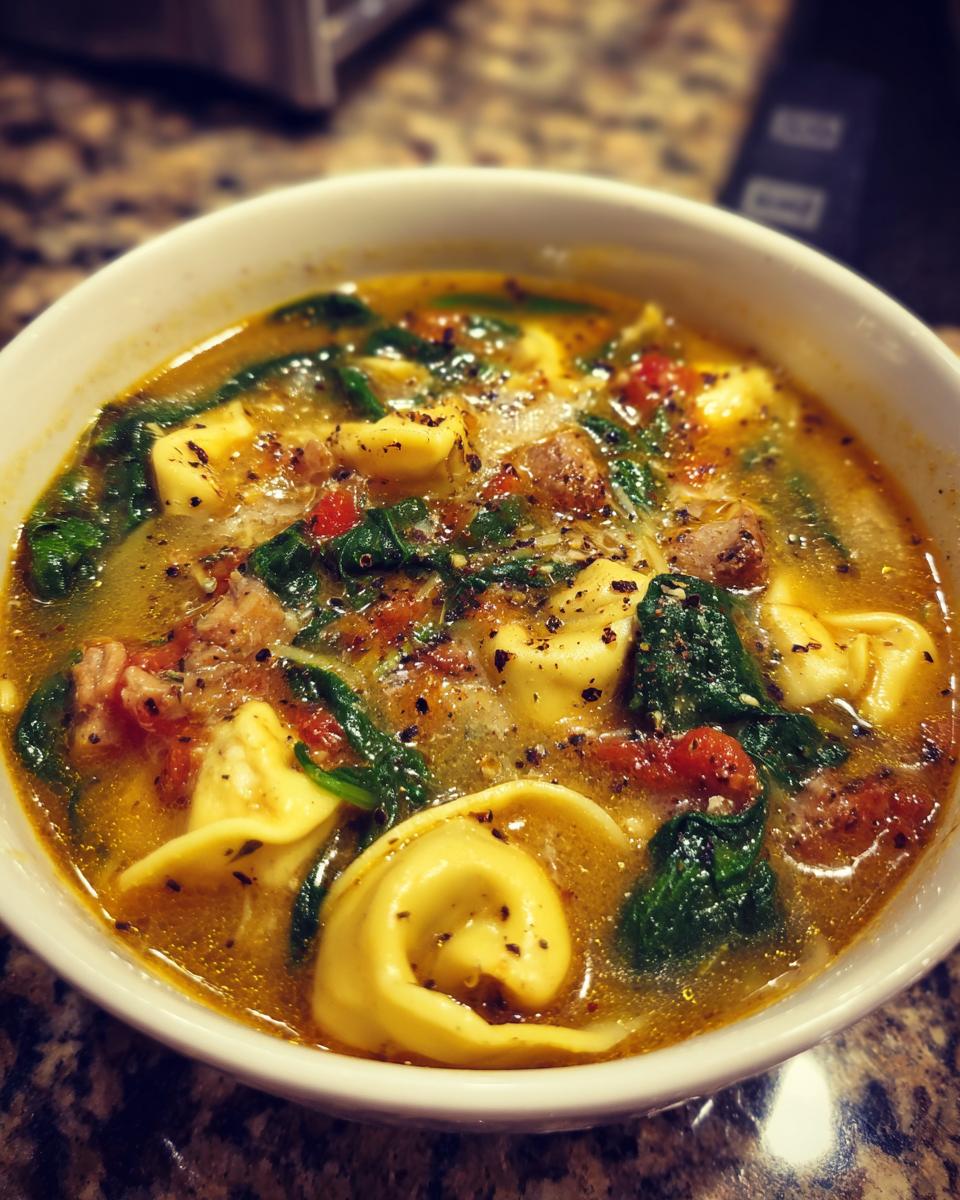 Sausage Tortellini Soup with Spinach - detail 3