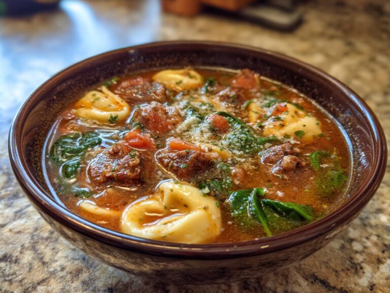 Sausage Tortellini Soup with Spinach