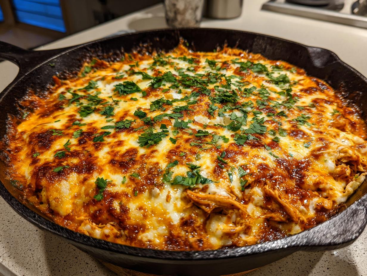 Skillet Chipotle Chicken Enchilada Bake