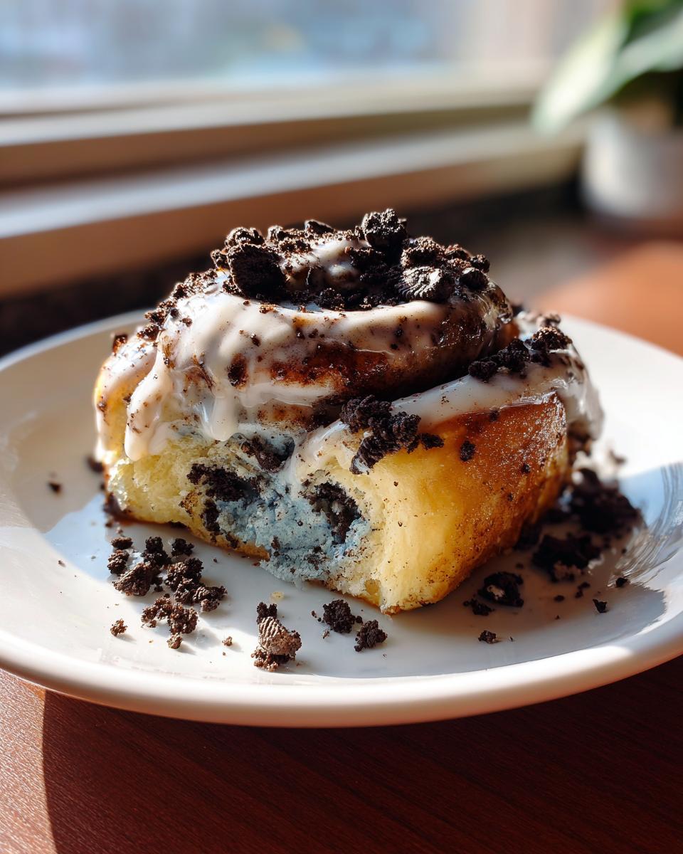 Blue Cookie Monster Cinnamon Rolls with Oreo Crumbles - detail 1