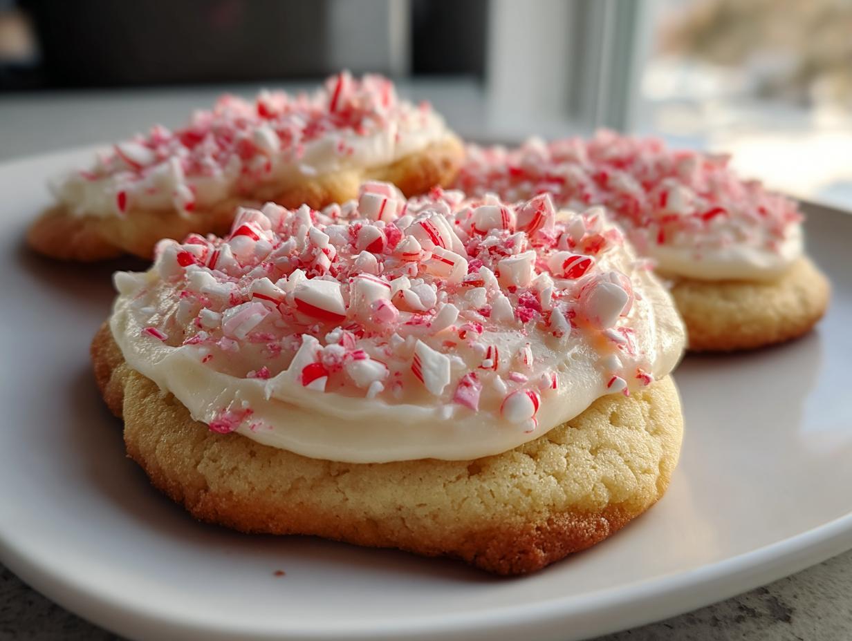Candy Cane Frosted Cookies