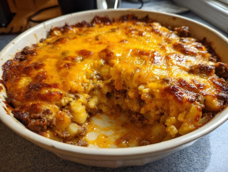 Cheesy Ground Beef & Potato Casserole (One-Pan Dinner!)