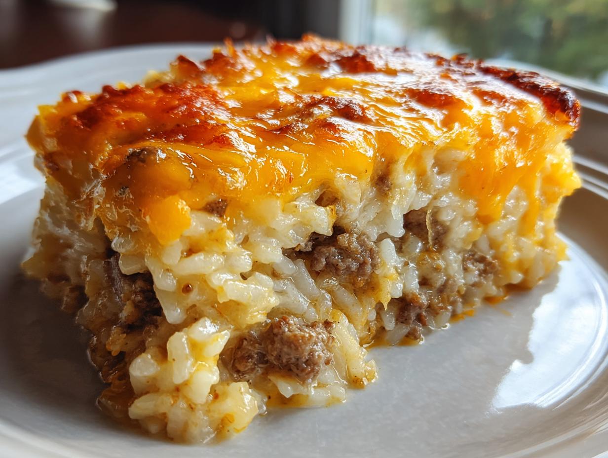 Cheesy Hamburger Rice Casserole