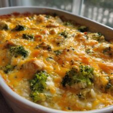 Irresistible Creamy Chicken Broccoli Rice Cheese Casserole in 3 Easy Steps