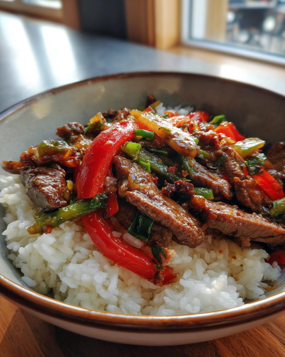 Healthy Beef and Pepper Rice Bowl - detail 3