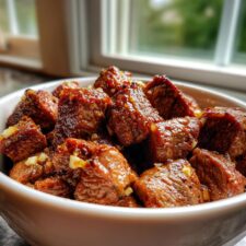 Juicy High Protein Slow Cooker Garlic Butter Beef Bites Recipe