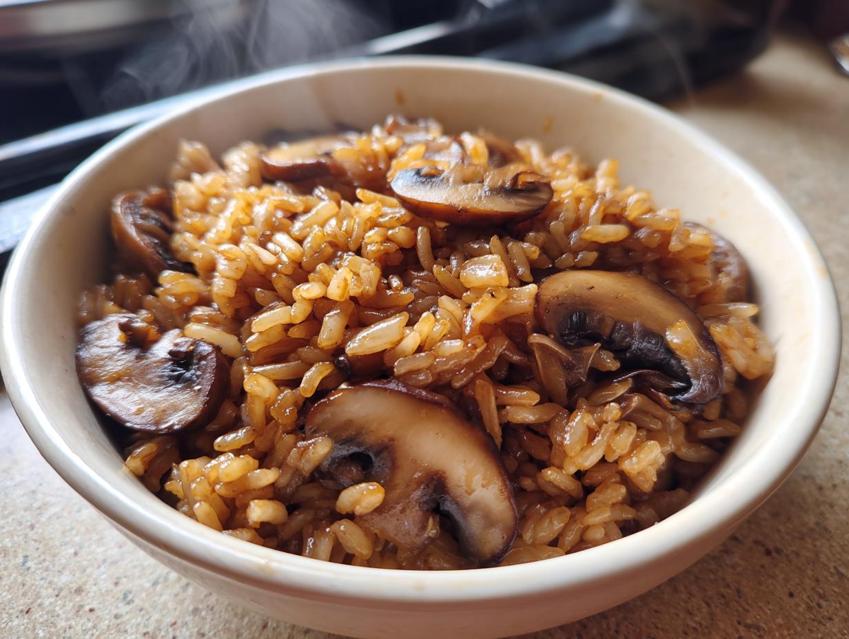 One-Pot Soy Sayce Mushroom Rice