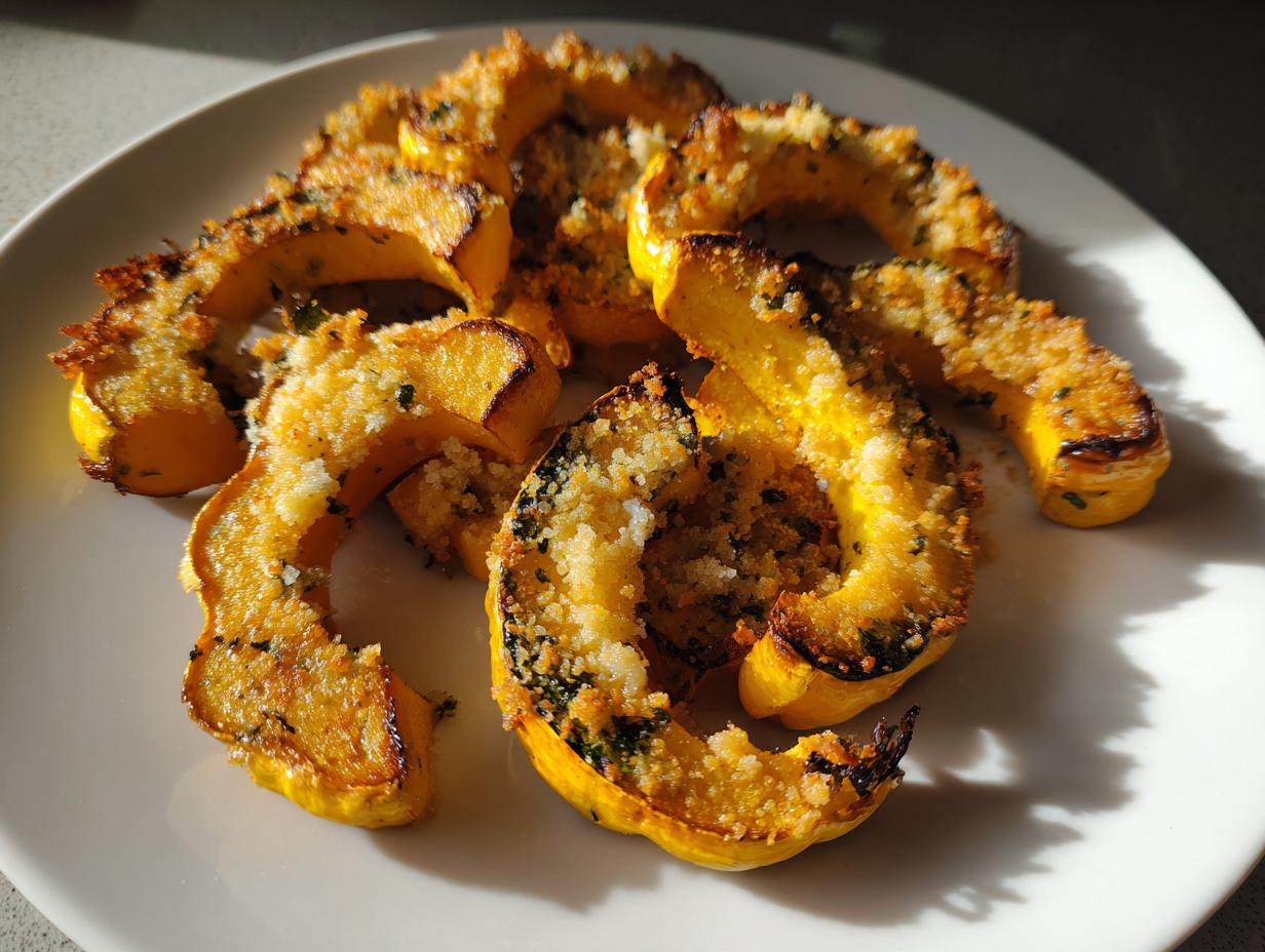 Parmesan Roasted Delicata Squash with Garlic Herb Breadcrumb