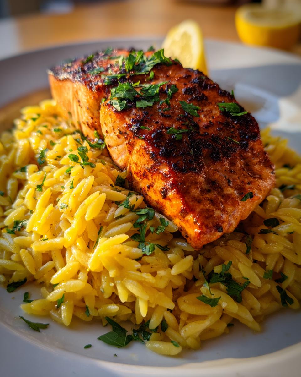 Seared Salmon with Lemon Orzo - detail 1