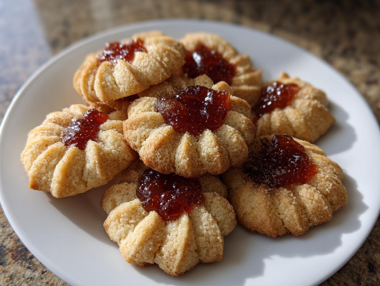 Spiced Jam Spritz Cookies