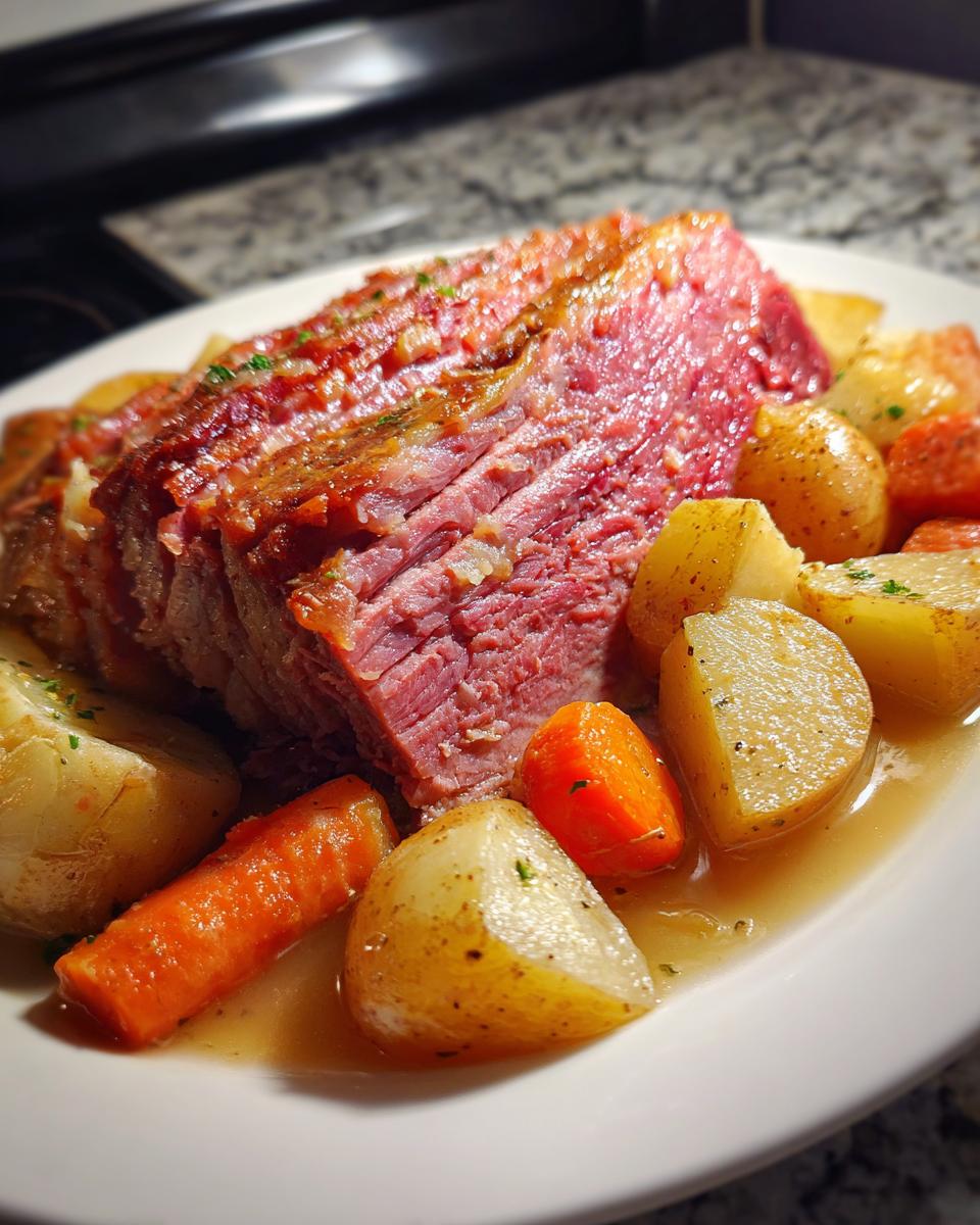 delicious corned beef in slow cooker - detail 1