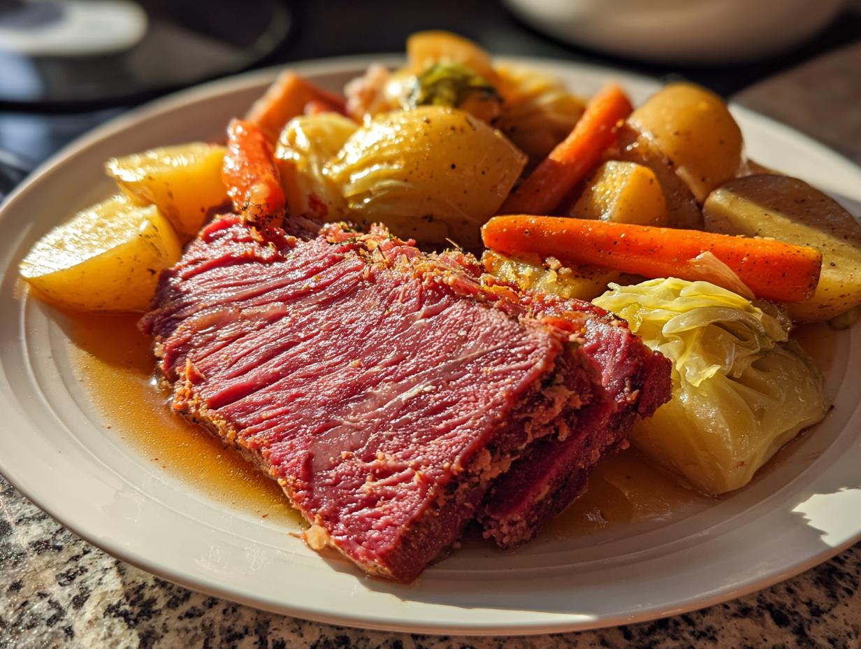 delicious corned beef in slow cooker