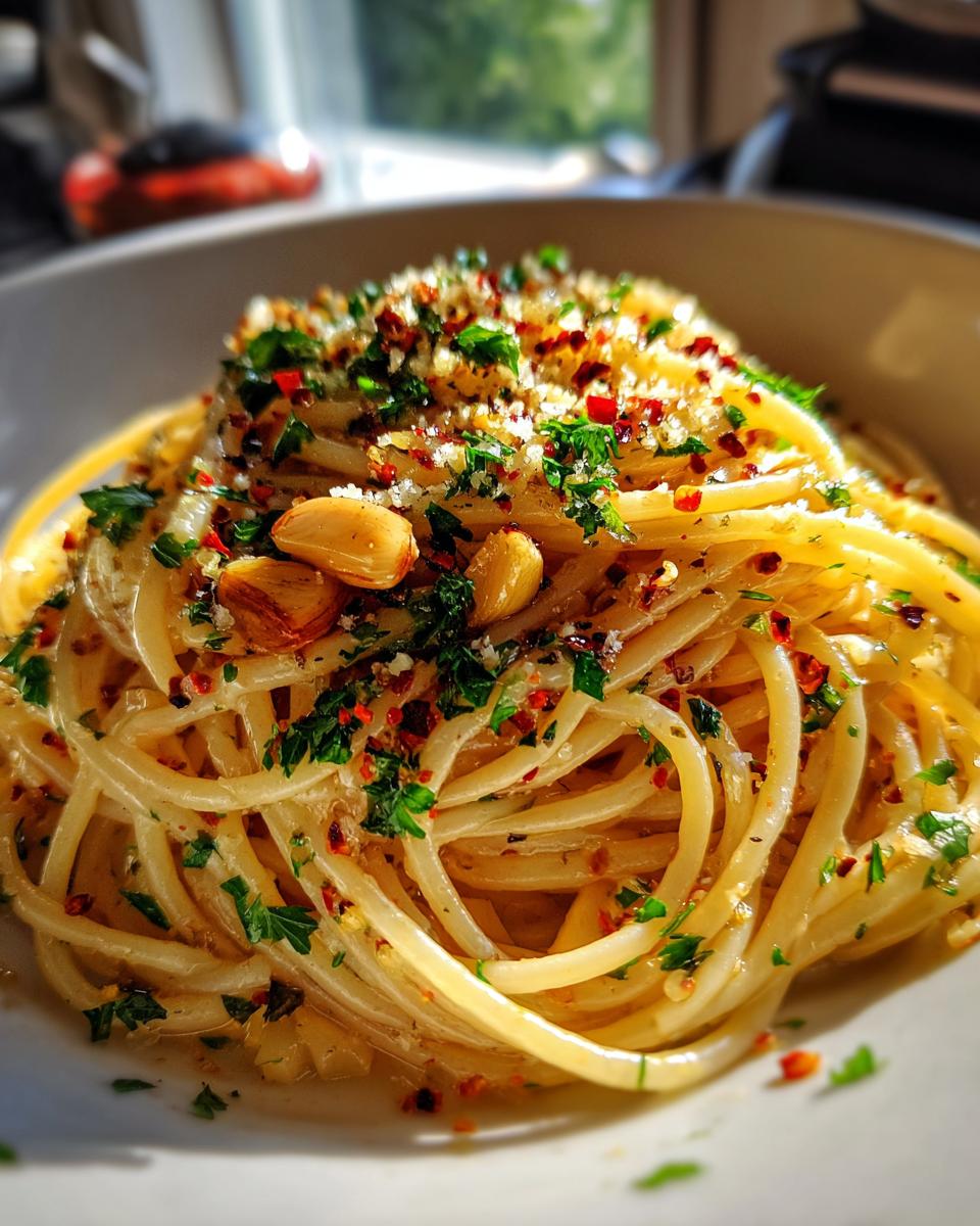 Italian Pasta with Garlic Olive Oil Sauce - detail 1