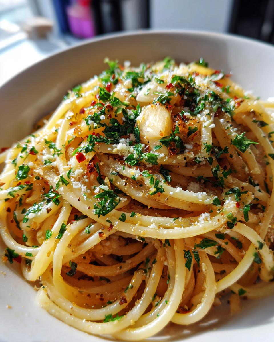Italian Pasta with Garlic Olive Oil Sauce - detail 2