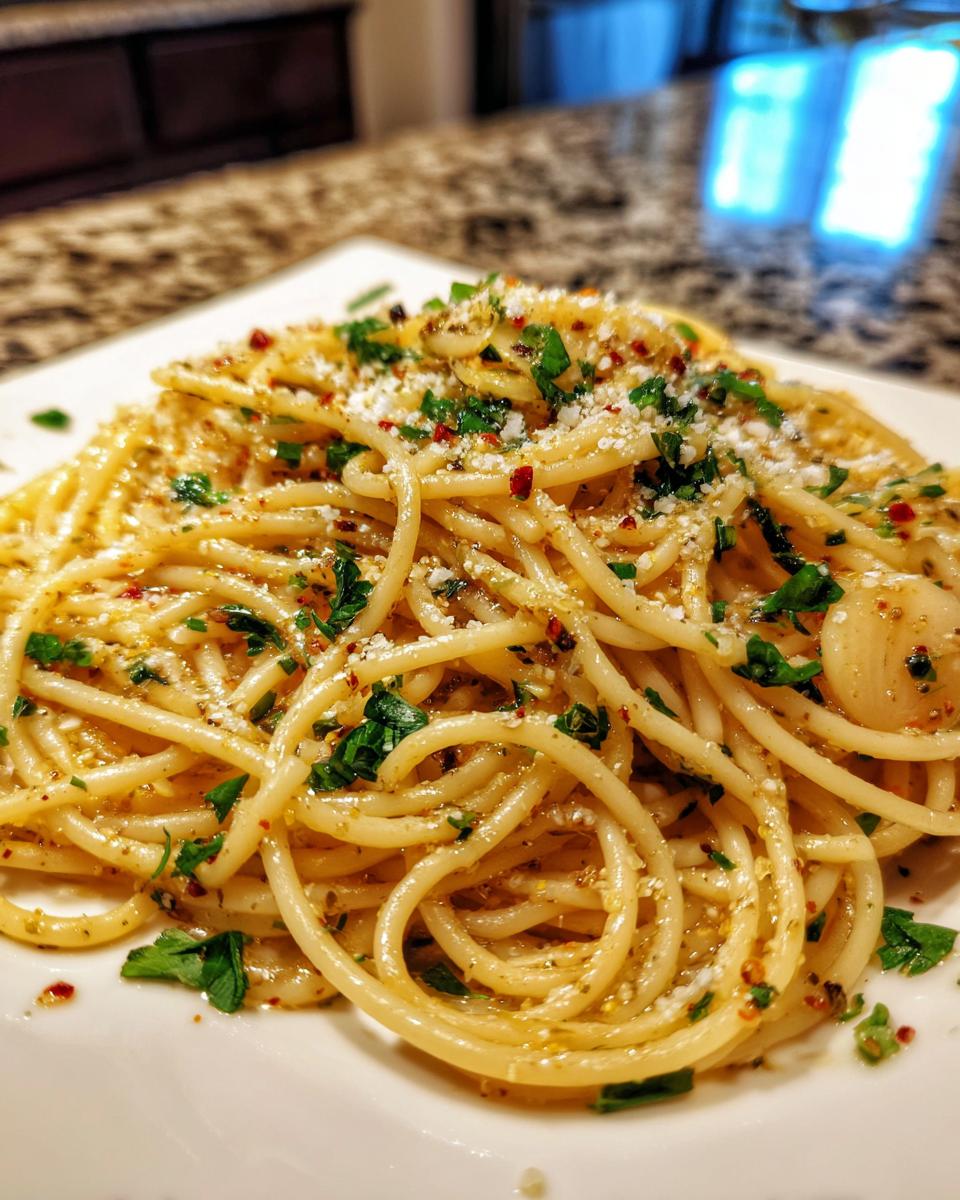 Italian Pasta with Garlic Olive Oil Sauce - detail 4
