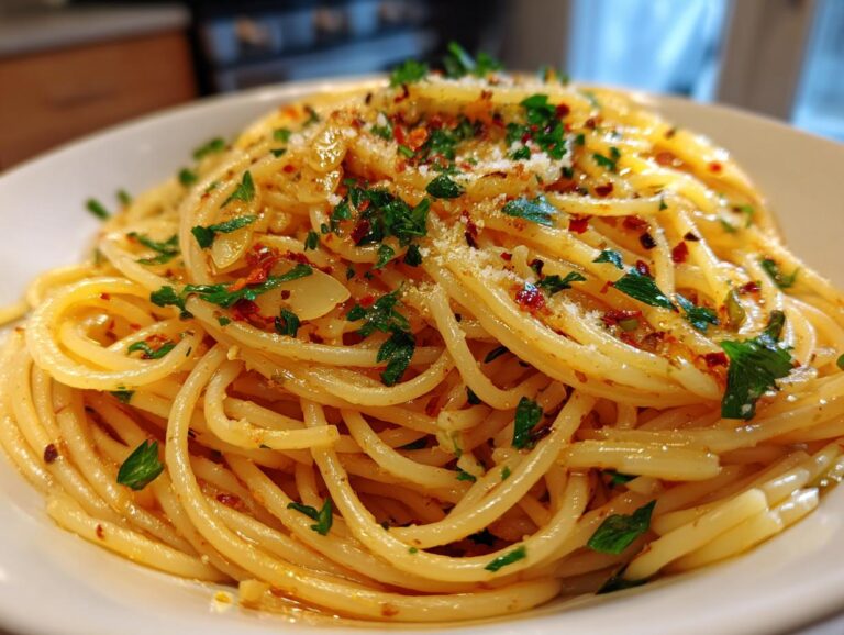 Italian Pasta with Garlic Olive Oil Sauce