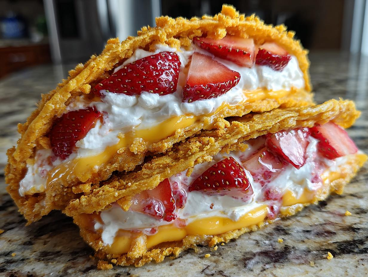 Strawberry Crunch Cheesecake Tacos