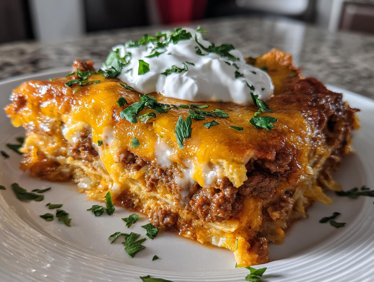 The BEST Beef Enchilada Casserole