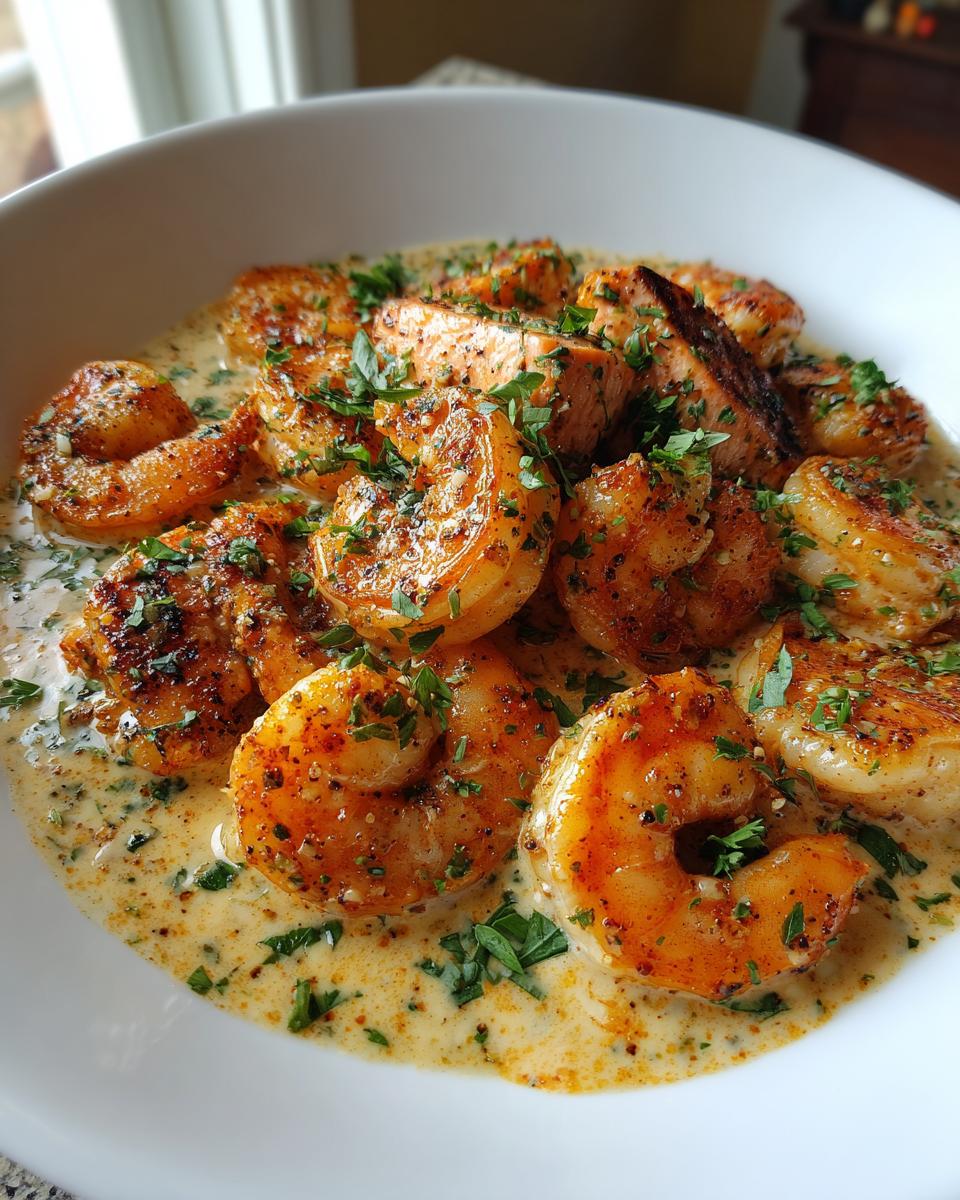 Cajun Shrimp and Salmon with Garlic Cream Sauce - detail 2