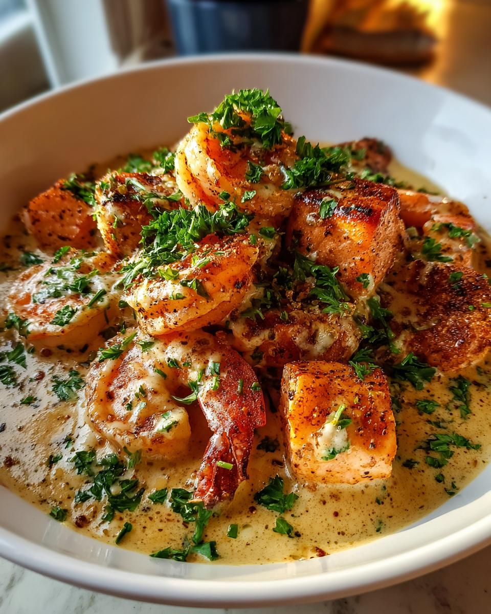 Cajun Shrimp and Salmon with Garlic Cream Sauce - detail 4