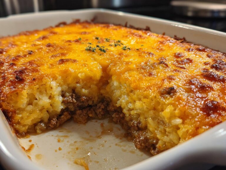 Cheesy Hamburger Hashbrown Casserole