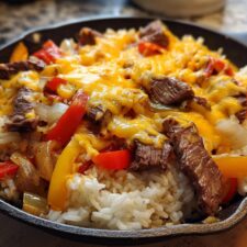 Cheesy Steak and Rice Skillet