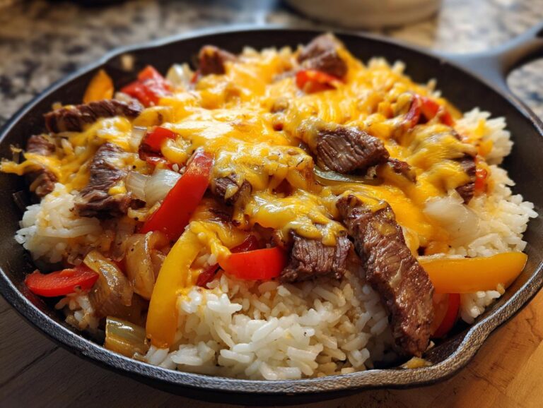Cheesy Steak and Rice Skillet