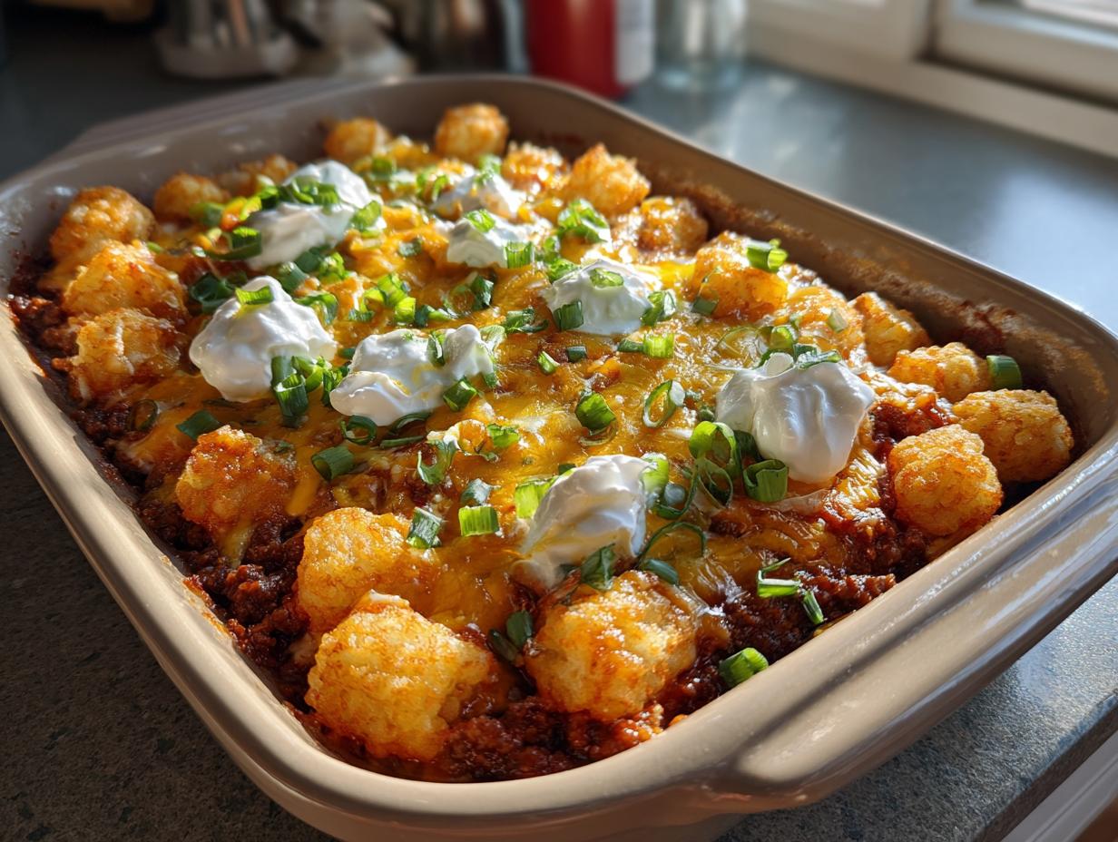 Chili Cheese Tater Tot Casserole