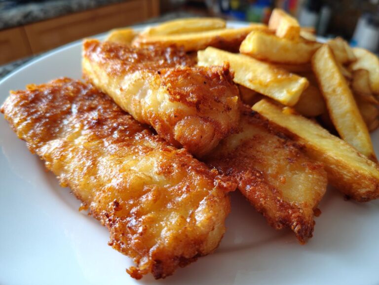 Crispy Battered Fish and Homemade Chips Delight