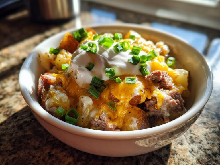 Crockpot Loaded Steak & Potato Bake