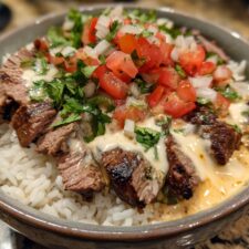 Easy Steak Queso Bowl