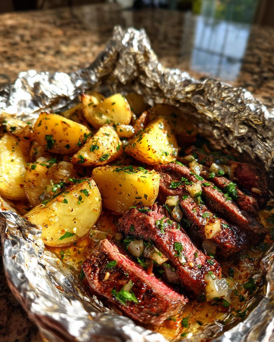 Garlic Herb Steak and Potato Foil Packets - detail 1