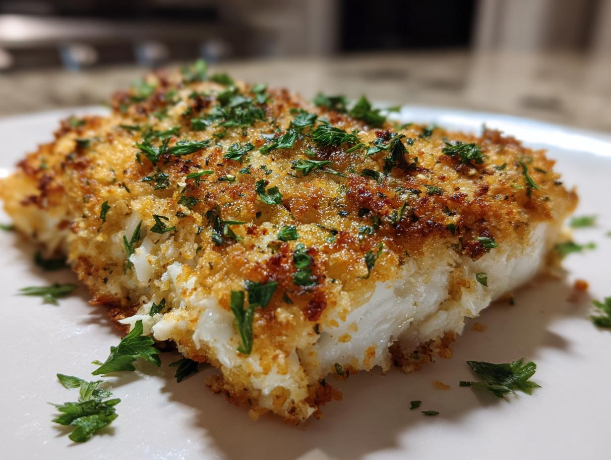 Garlic Parmesan Crusted Halibut