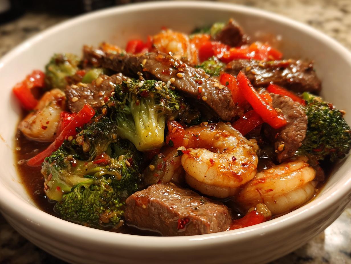 High-Protein Steak and Shrimp Stir-Fry
