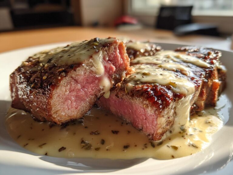 Juicy Steak with Creamy Garlic Sauce