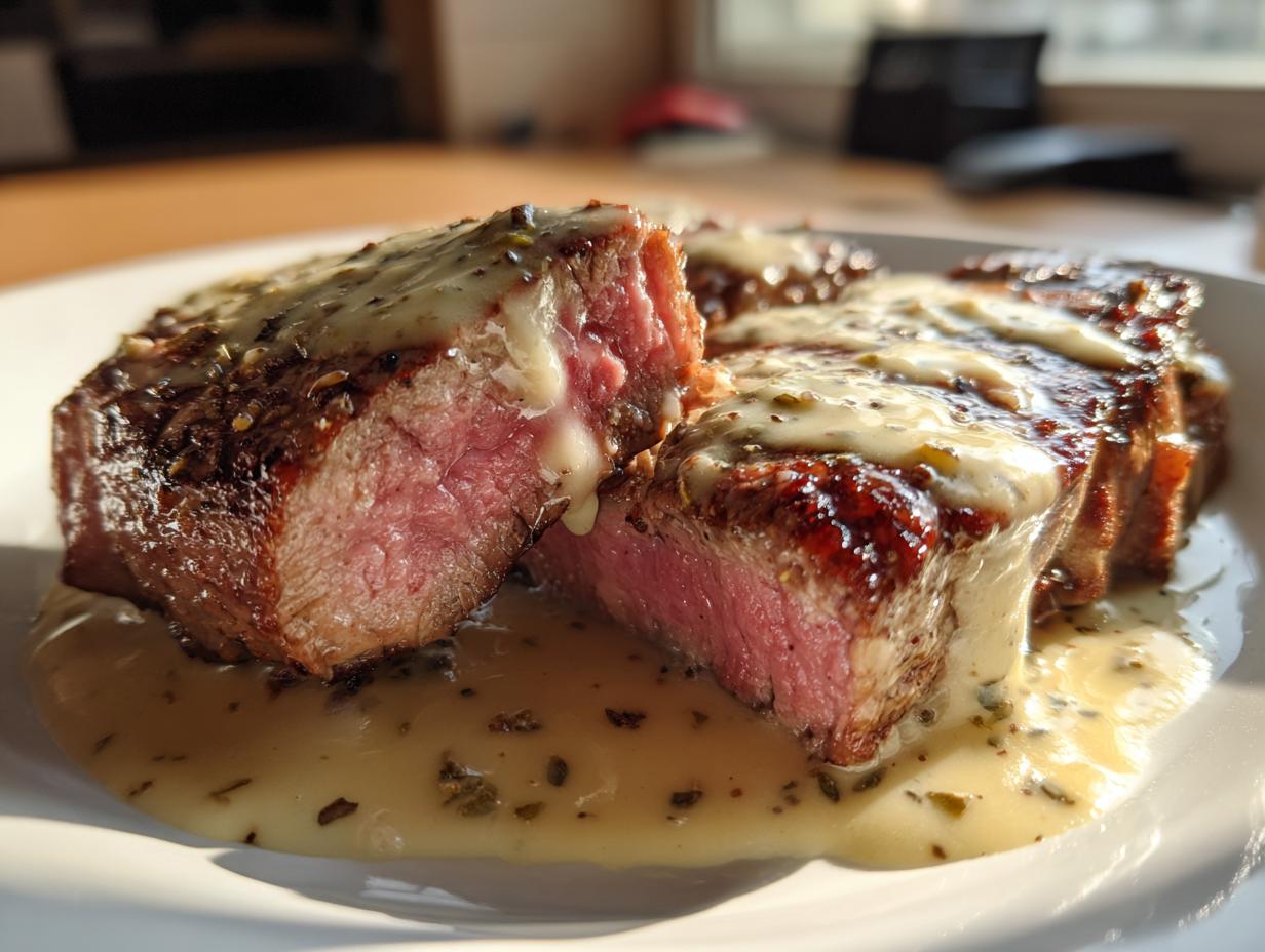 Juicy Steak with Creamy Garlic Sauce