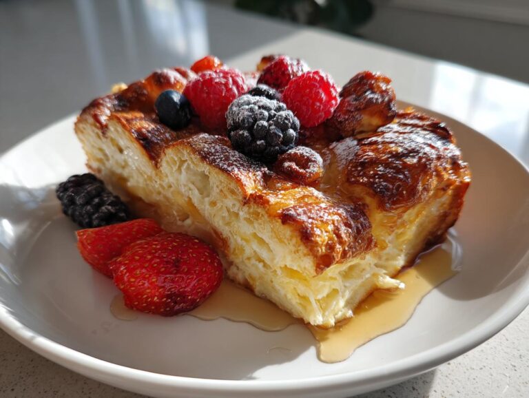 Overnight Croissant Breakfast Casserole