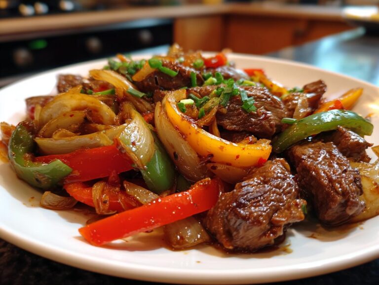 Sizzling Chinese Pepper Steak with Onions
