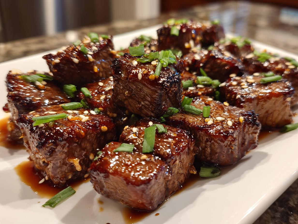 Sweet and Sticky Steak Bites