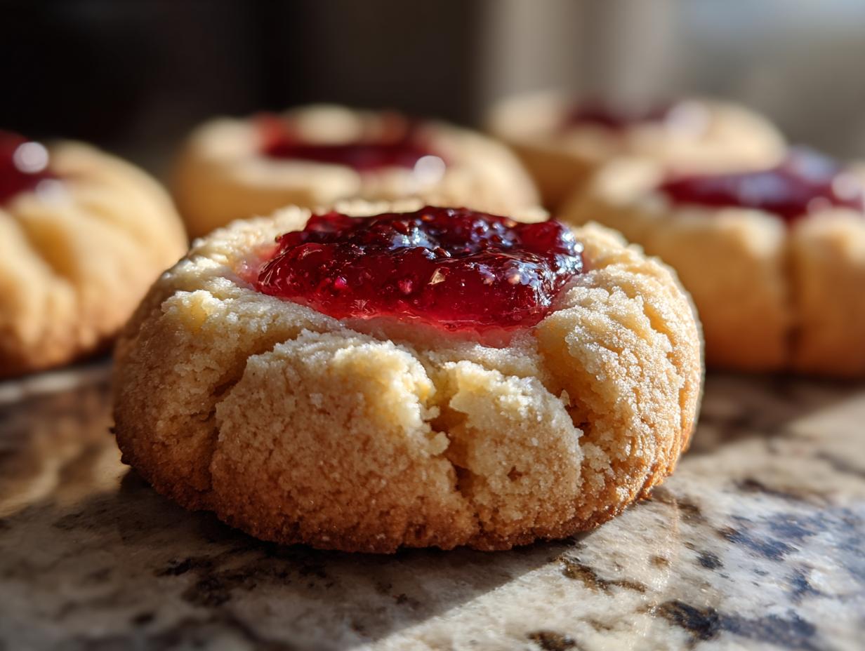 5-Ingredient Raspberry Cheesecake Thumbprint Cookies
