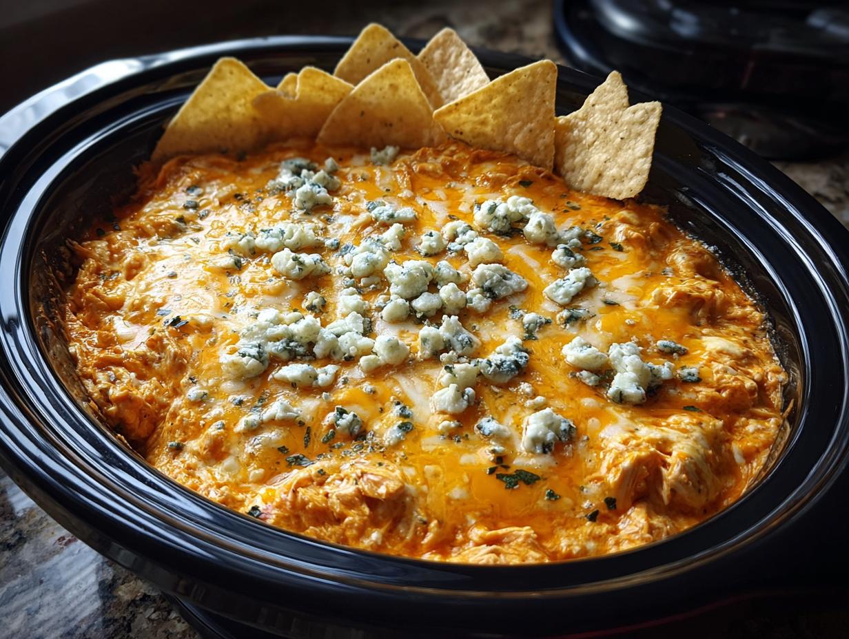 Cheesy Crock Pot Buffalo Chicken Dip