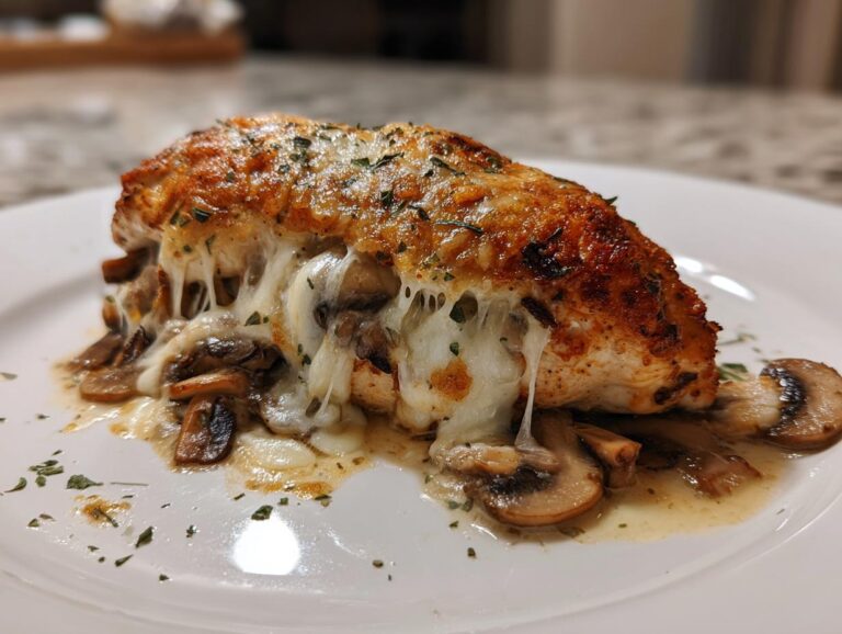 Cheesy Garlic Butter Mushroom Stuffed Chicken