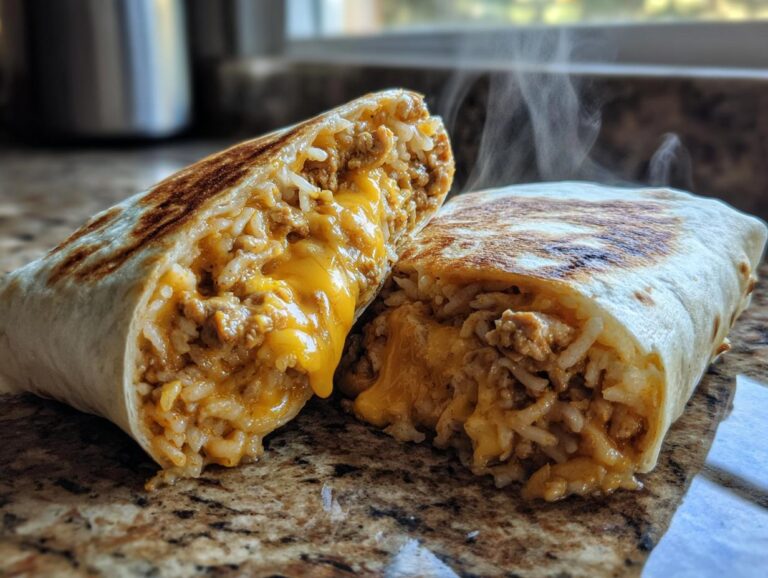 Cheesy Ground Chicken and Rice Burritos