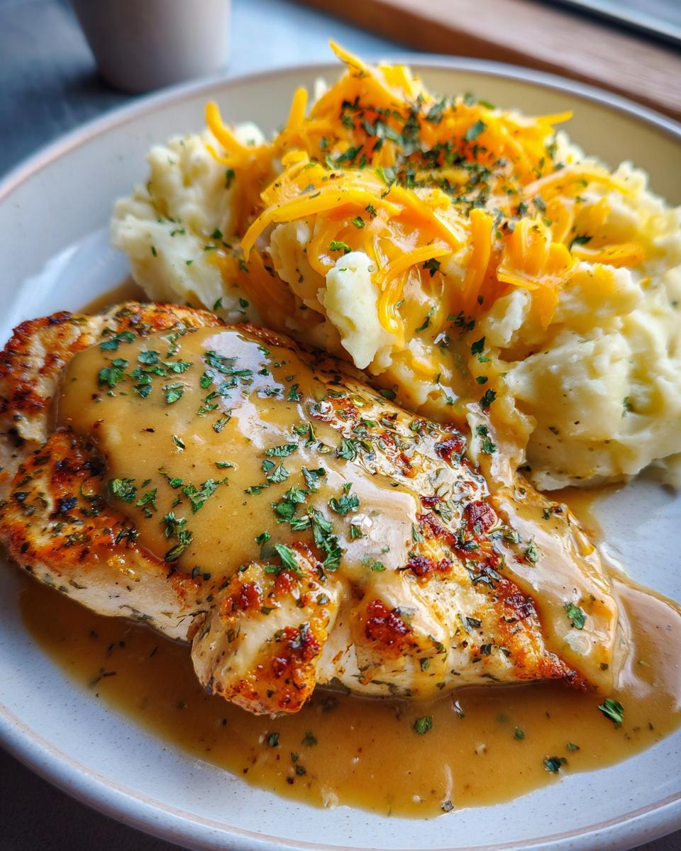 Chicken and Garlic Gravy with Cheesy Mashed Potatoes - detail 2