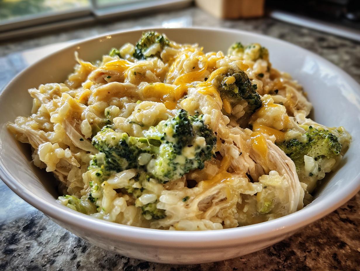 Easy Crockpot Cheesy Chicken Broccoli Rice