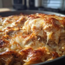 French Onion Chicken Orzo Casserole